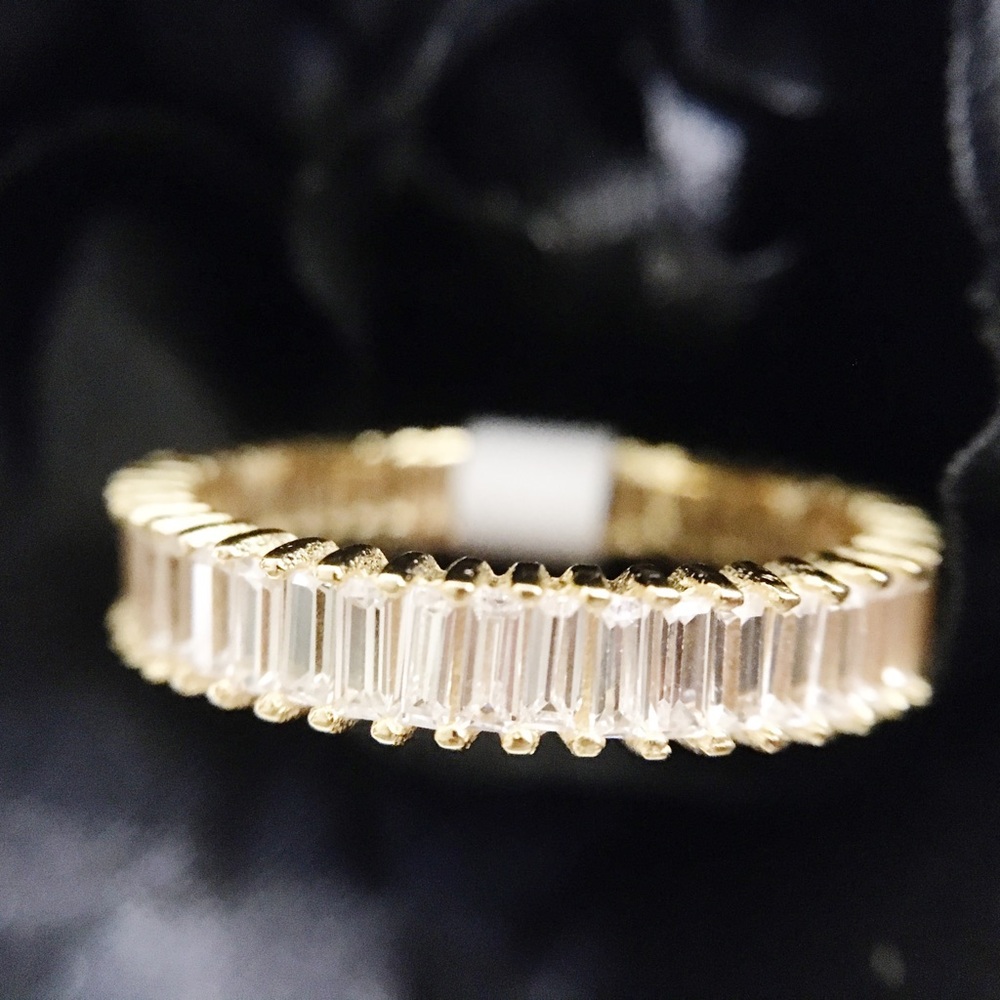 Gold Plated Sterling Silver .925 Baguette CZ Ring